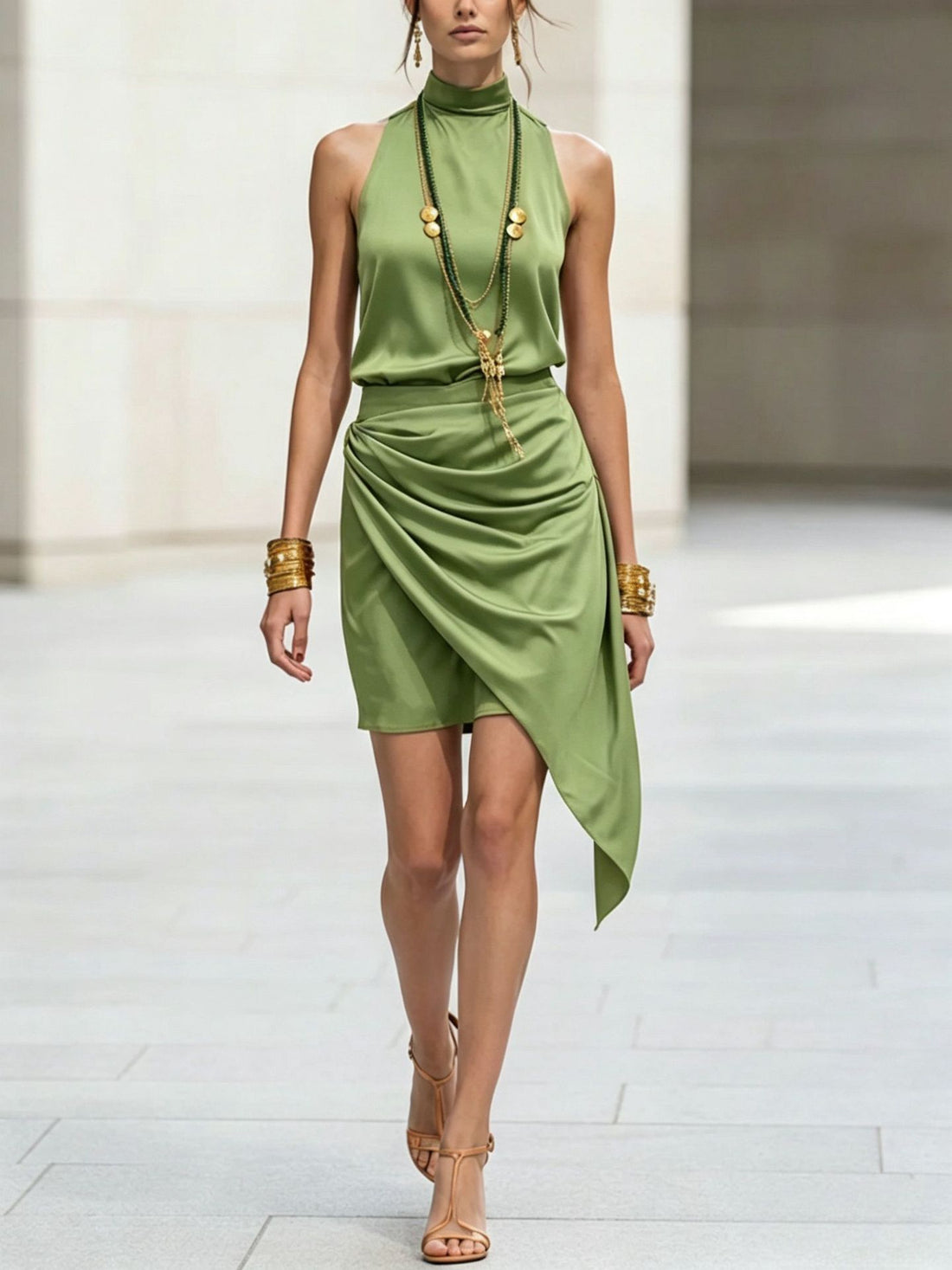 Women's Asymmetrical Hem Mini Skirt in Black or Burnt Orange - Image 7
