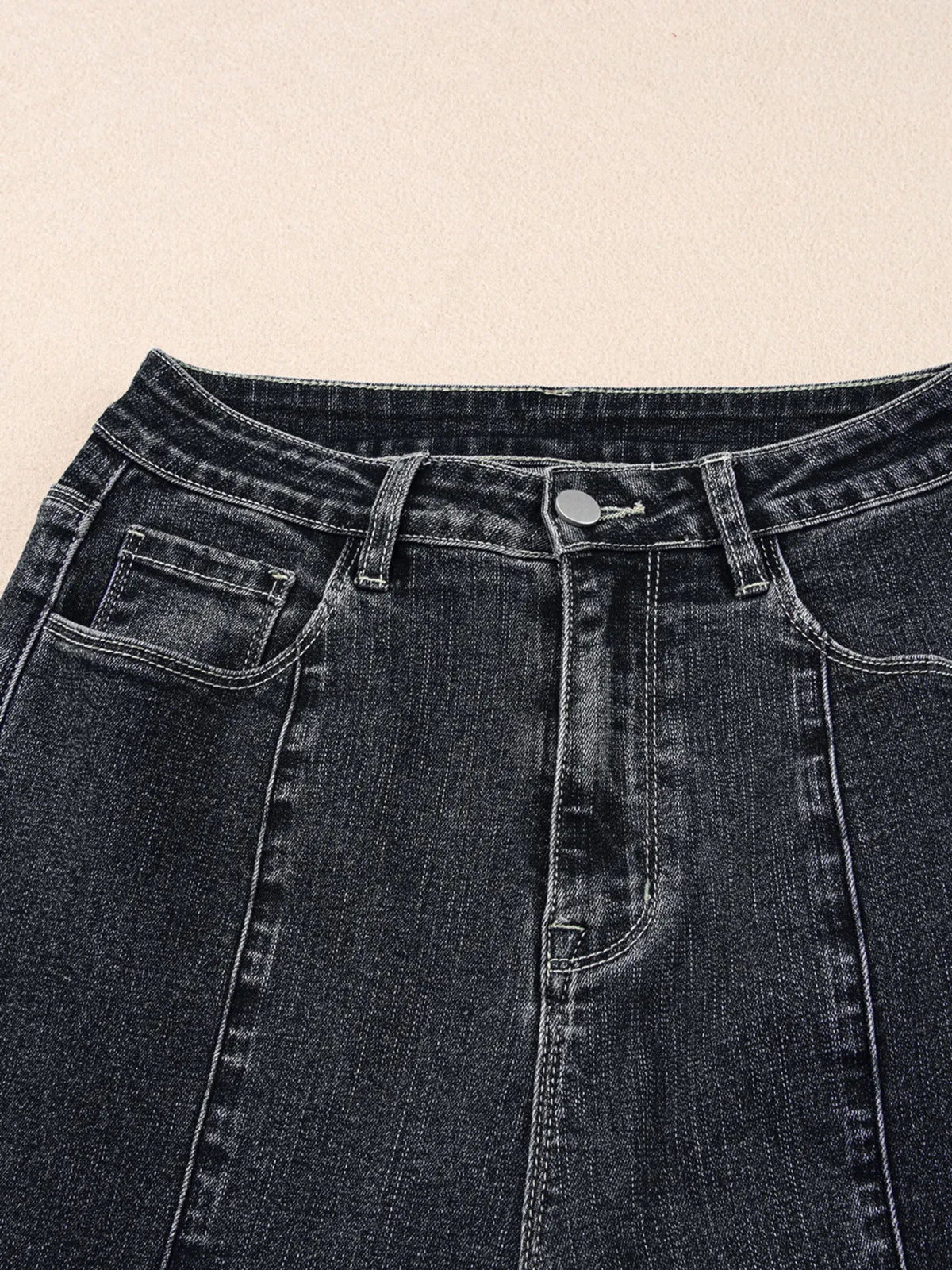 Seam Detail Flared Bottom Ankle Length Jeans