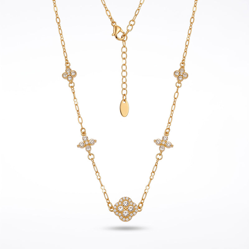 Vintage Elegant High-quality Stainless Steel Teardrop Flower Pendant Necklace