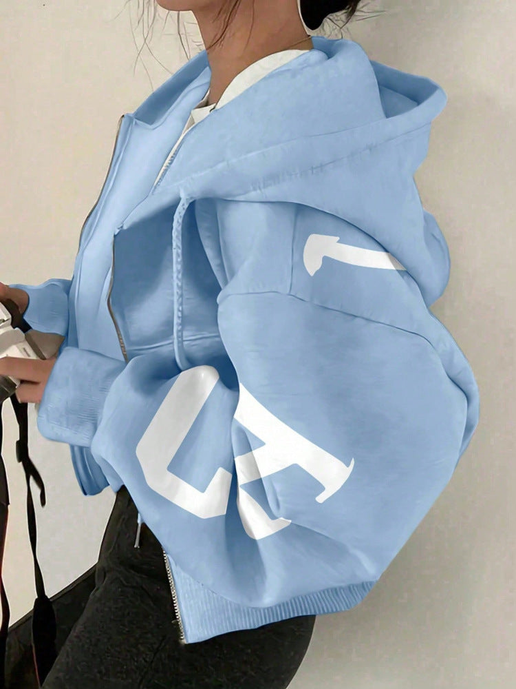 Women’s Printed Zip-Up Sweatshirt Long Sleeve Casual Jacket