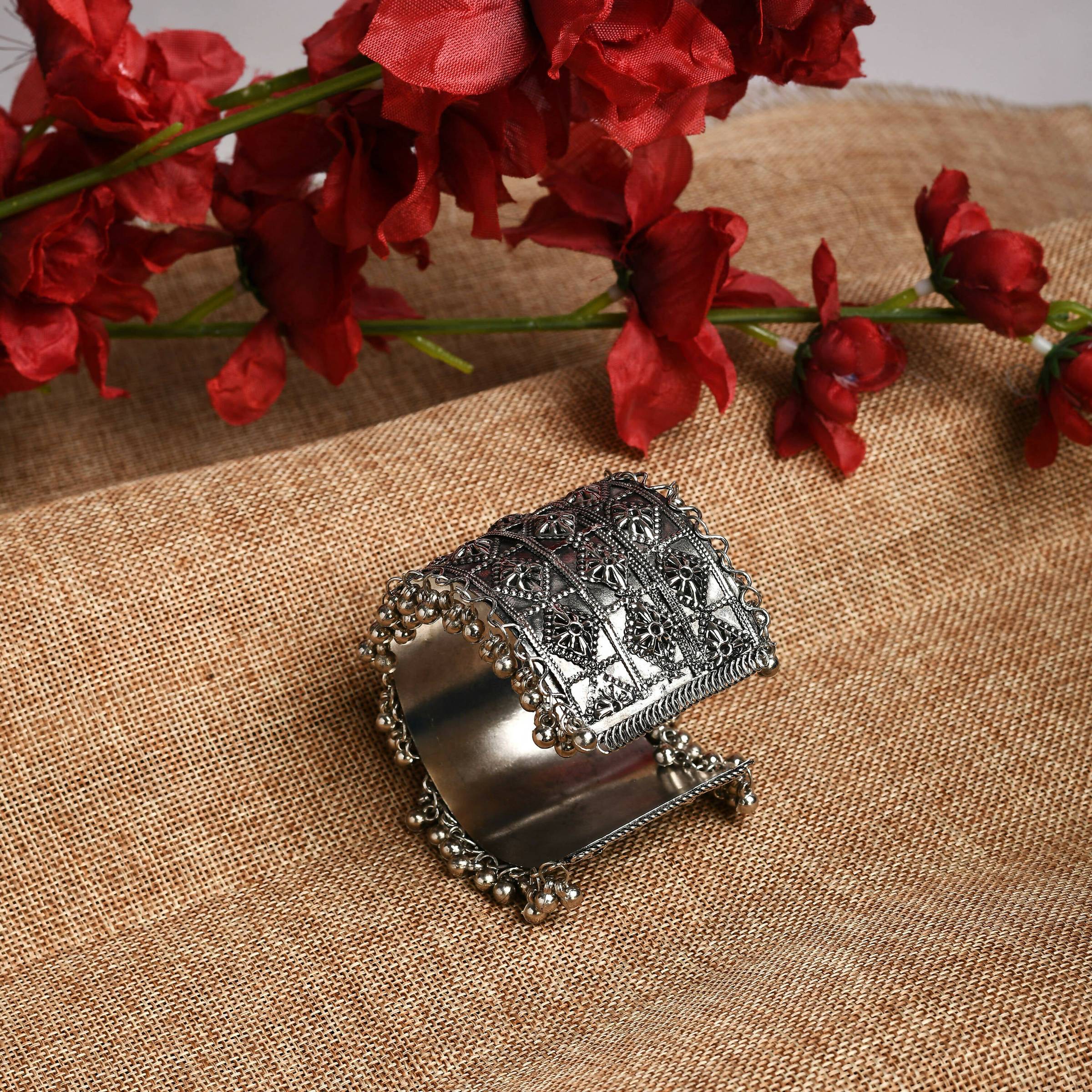 Joharkamal Oxidised Silver-Plated Ghungroo Handcraft Bracelet