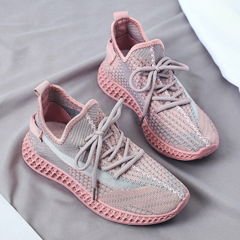 Women's Harajuku Summer Knitted Mesh Lace-Up Sneakers