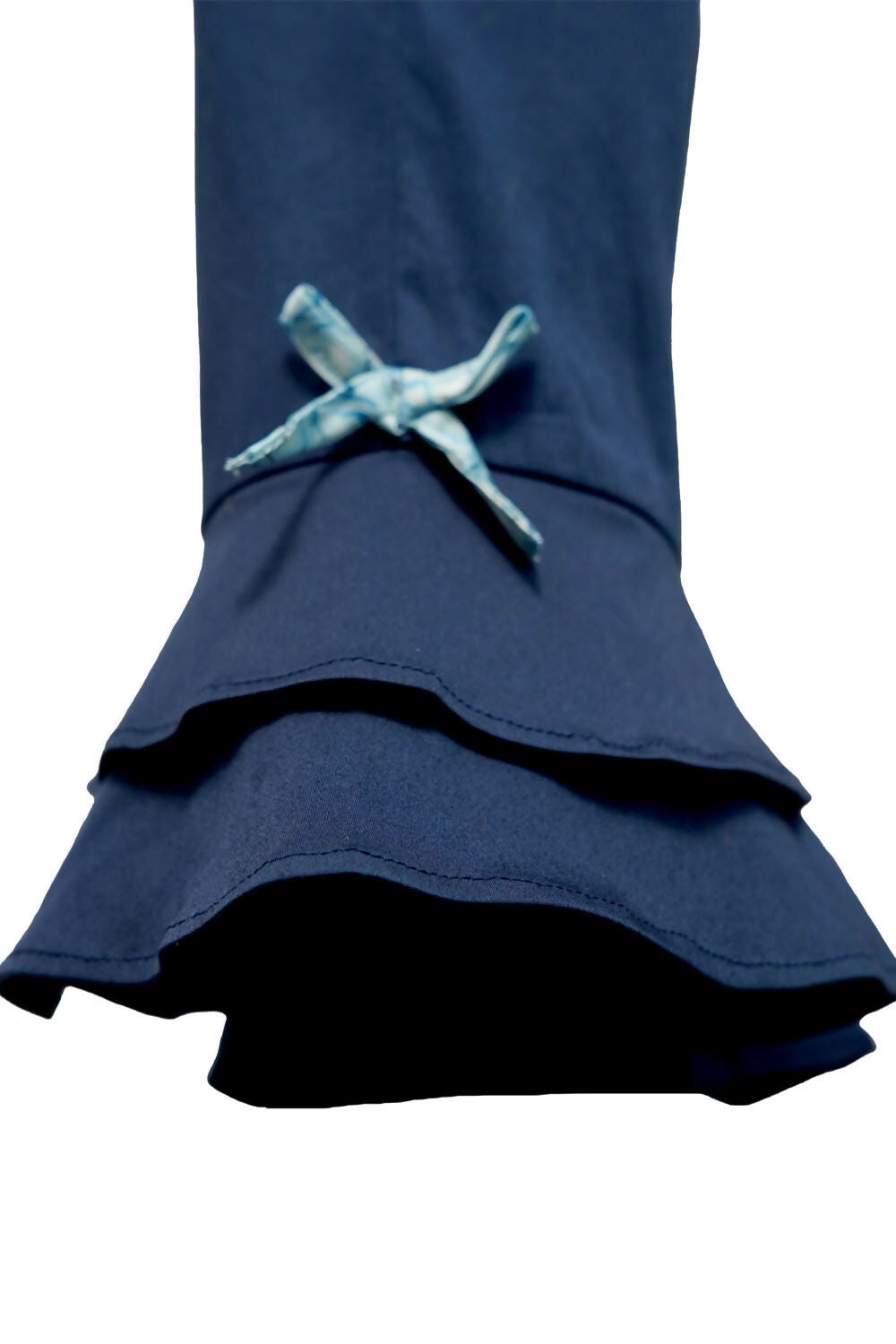 Girls Blue Floral Balloon Top and Flared Trouser Set
