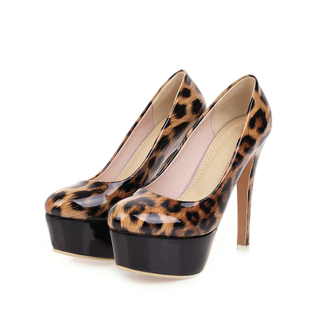 Women's High Heel Platform Stiletto Shoes in Red Leopard Print - Image 49