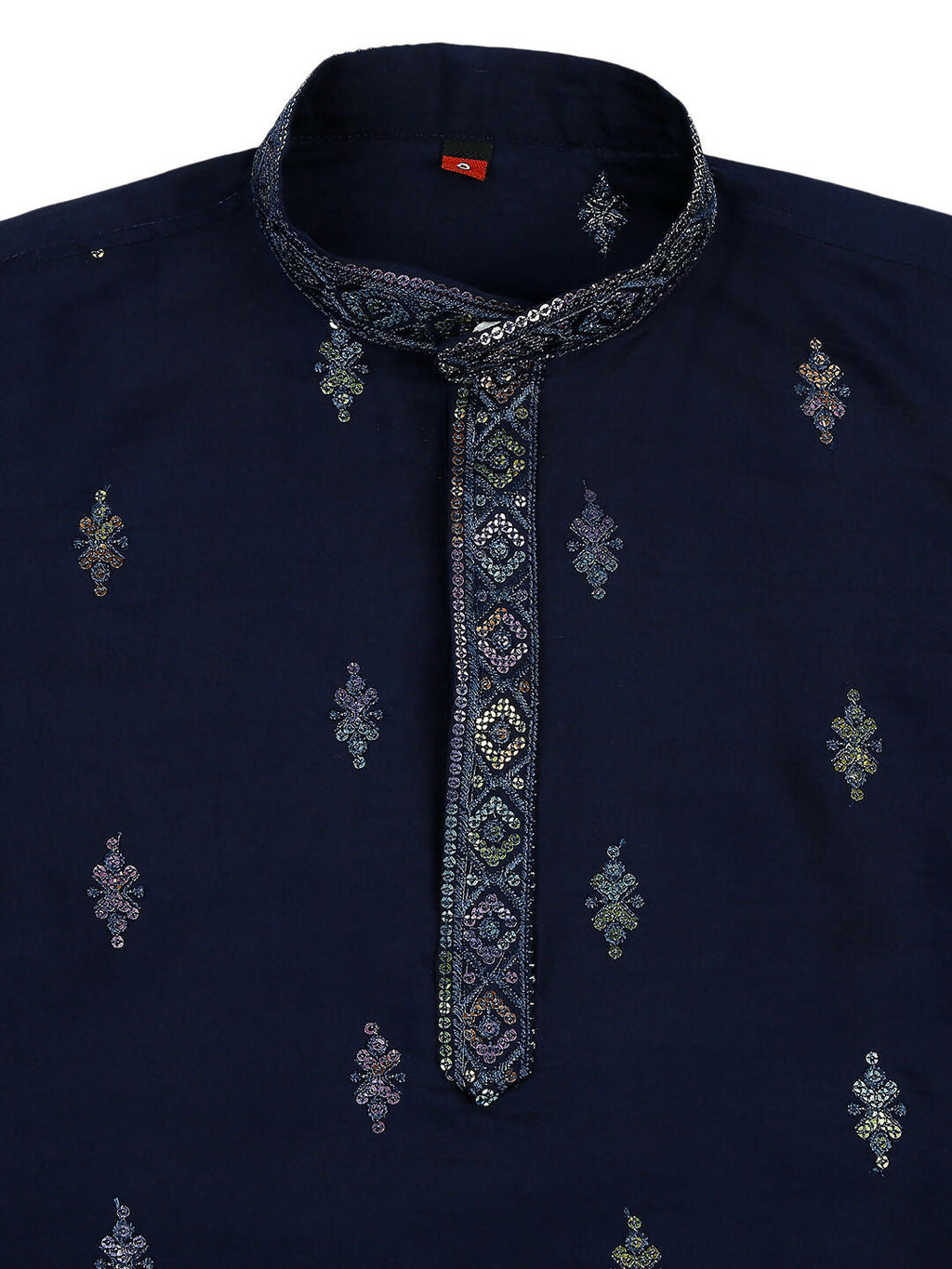 Boys Blue Traditional Ethnic Kurta and Pyjama Set with Embroidery