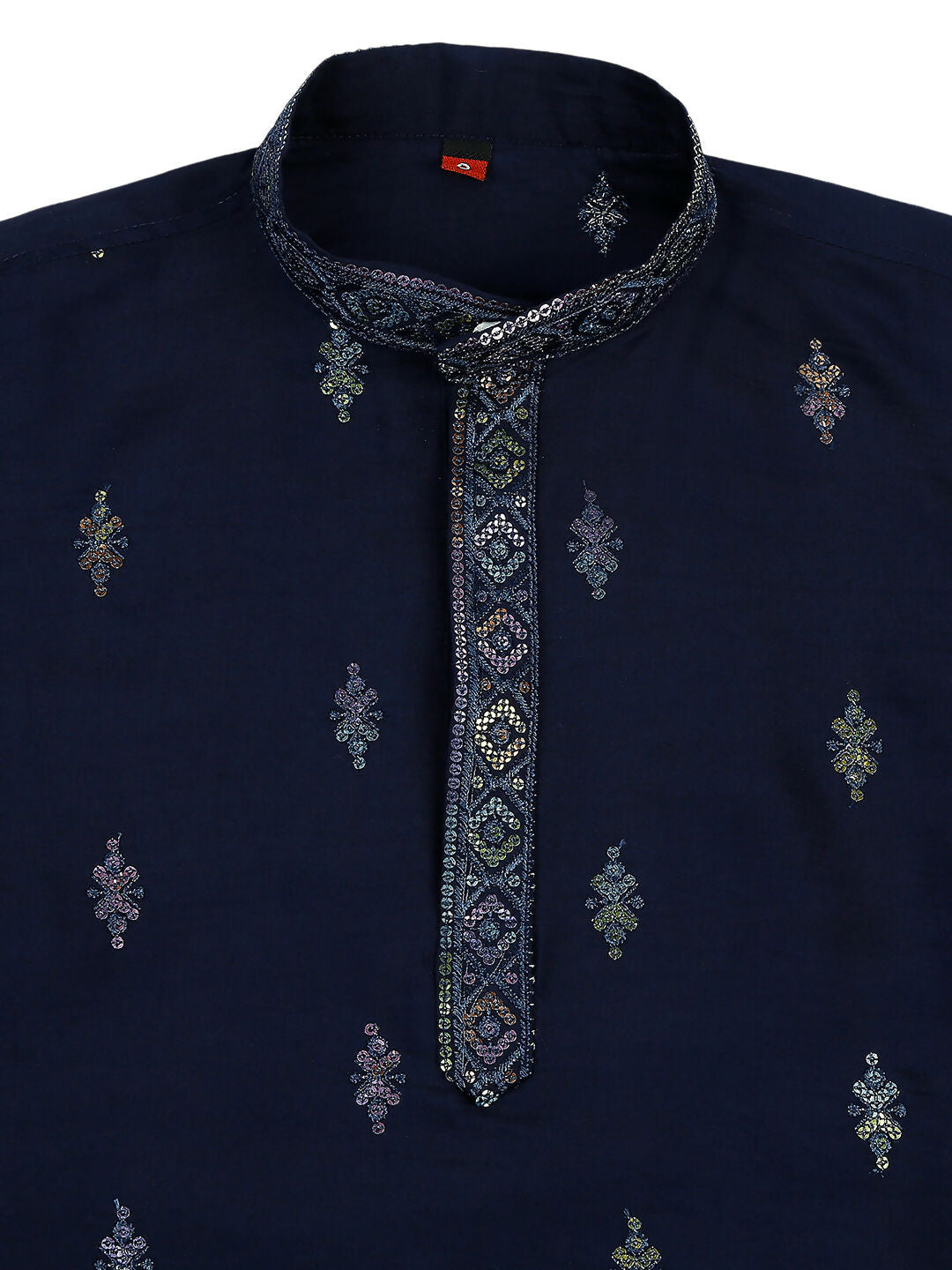Boys Blue Traditional Ethnic Kurta and Pyjama Set with Embroidery