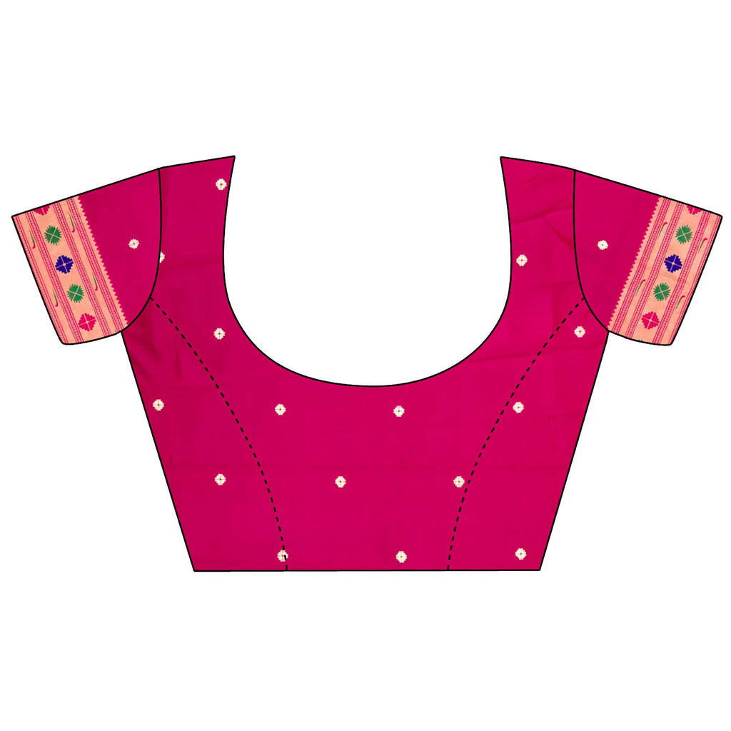 Golden Yellow Zari Weaving Tissue Paithani Saree with Magenta Blouse