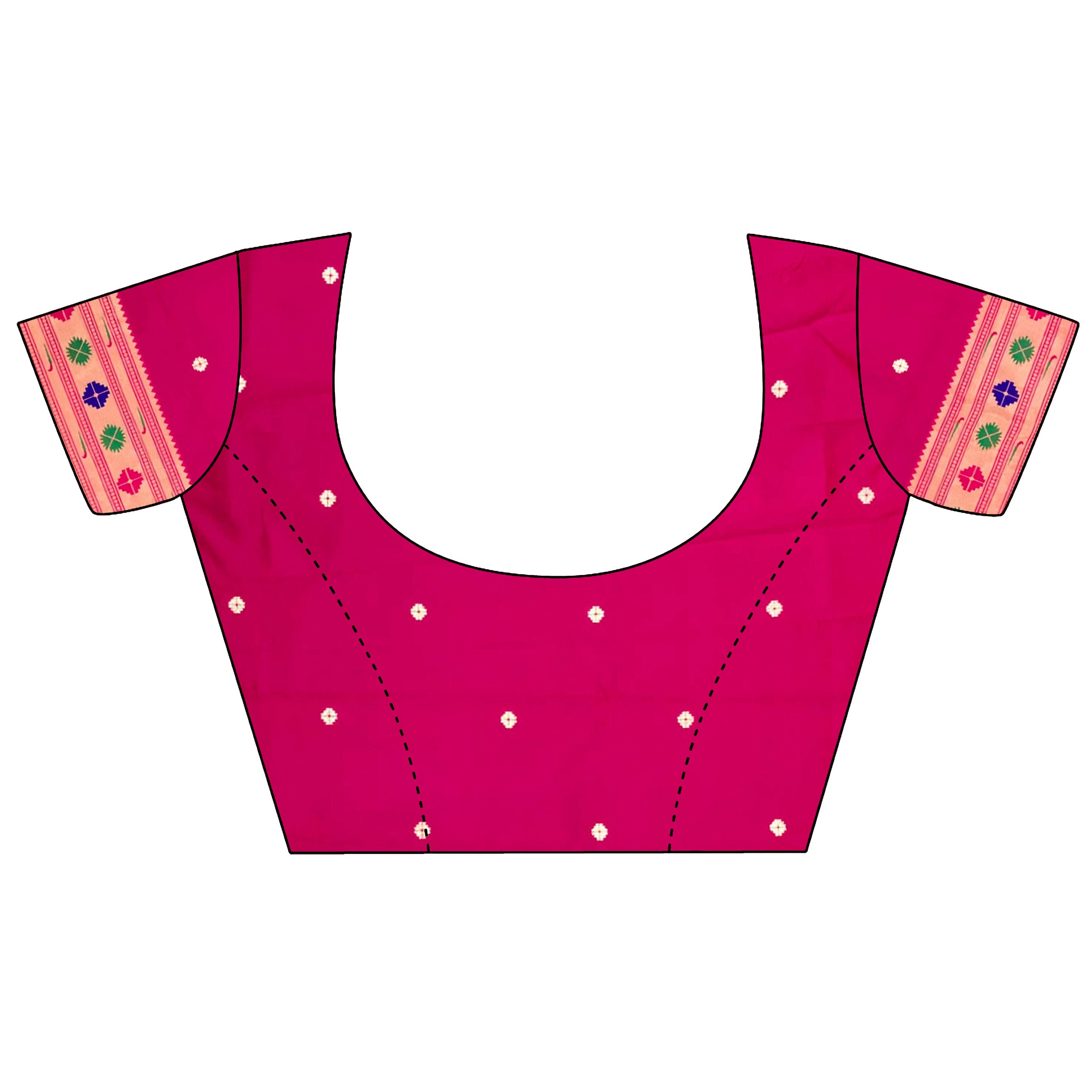 Golden Yellow Zari Weaving Tissue Paithani Saree with Magenta Blouse