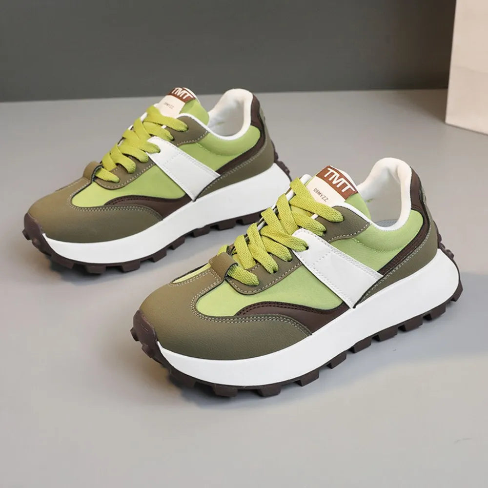 Women's Playful Color Block Round Toe Platform Sneakers - Image 4