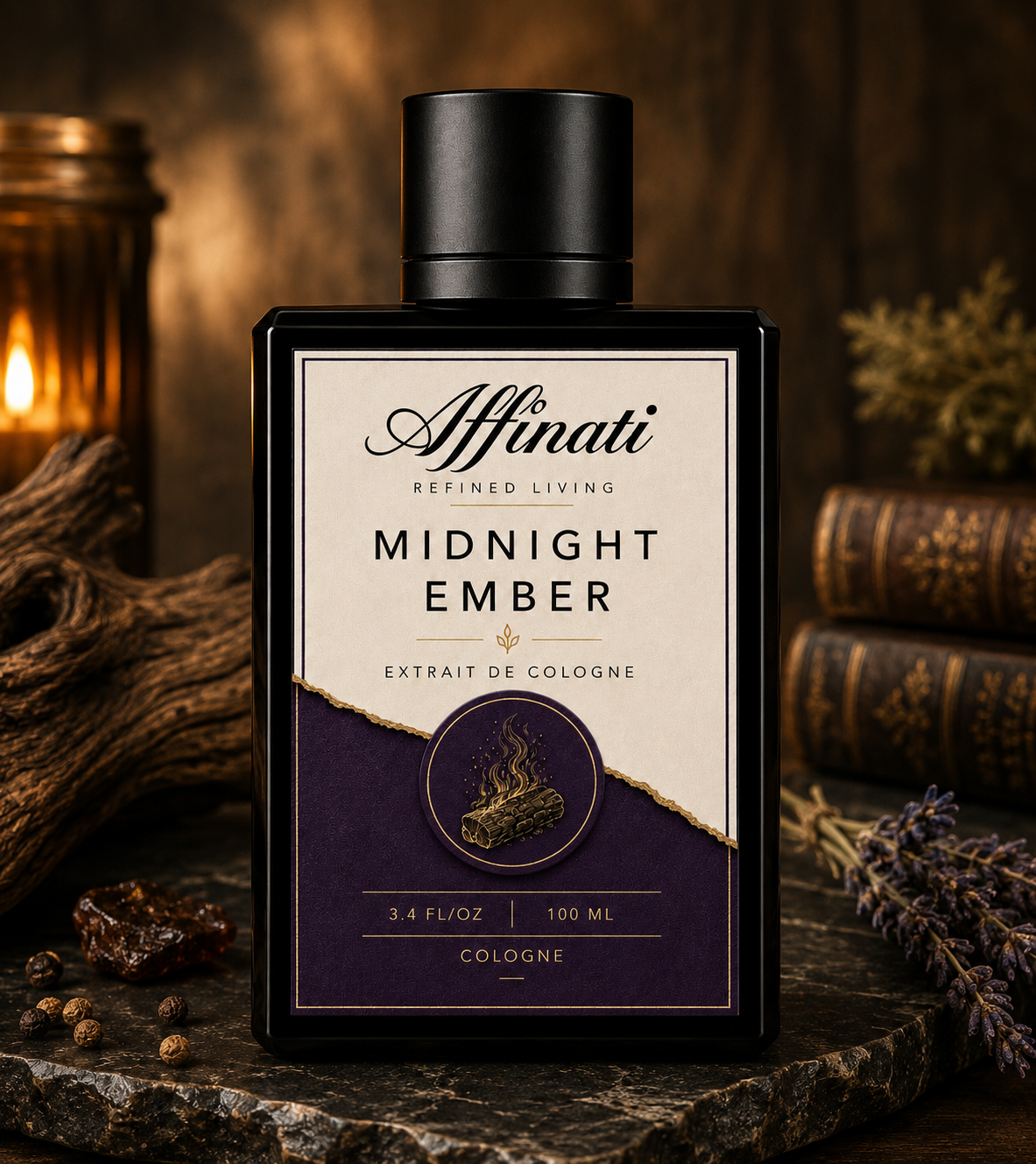 Midnight Ember Extrait de Cologne, Unisex Woody Citrus Fragrance