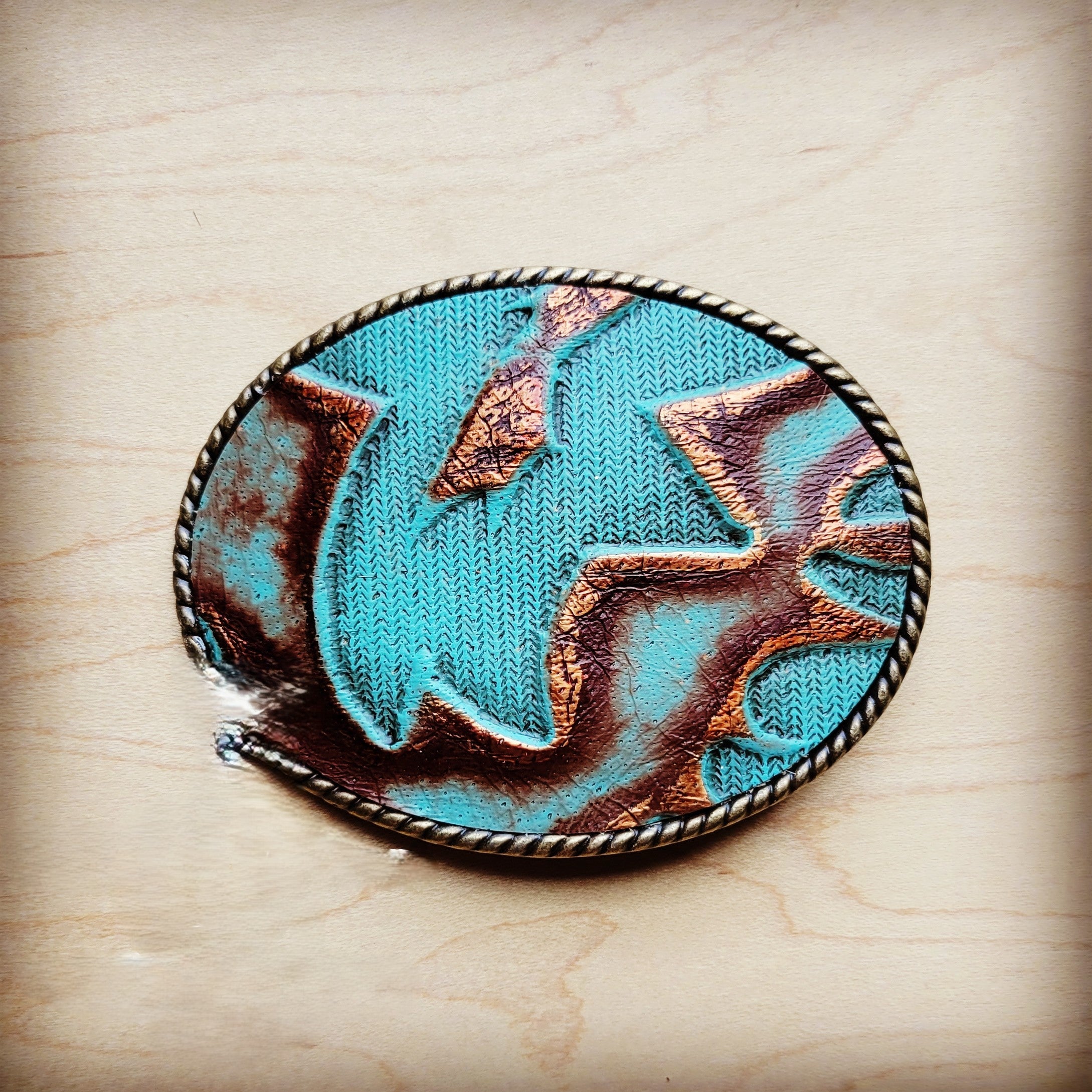 **Rope Edge Leather Belt Buckle Copper Laredo 904x