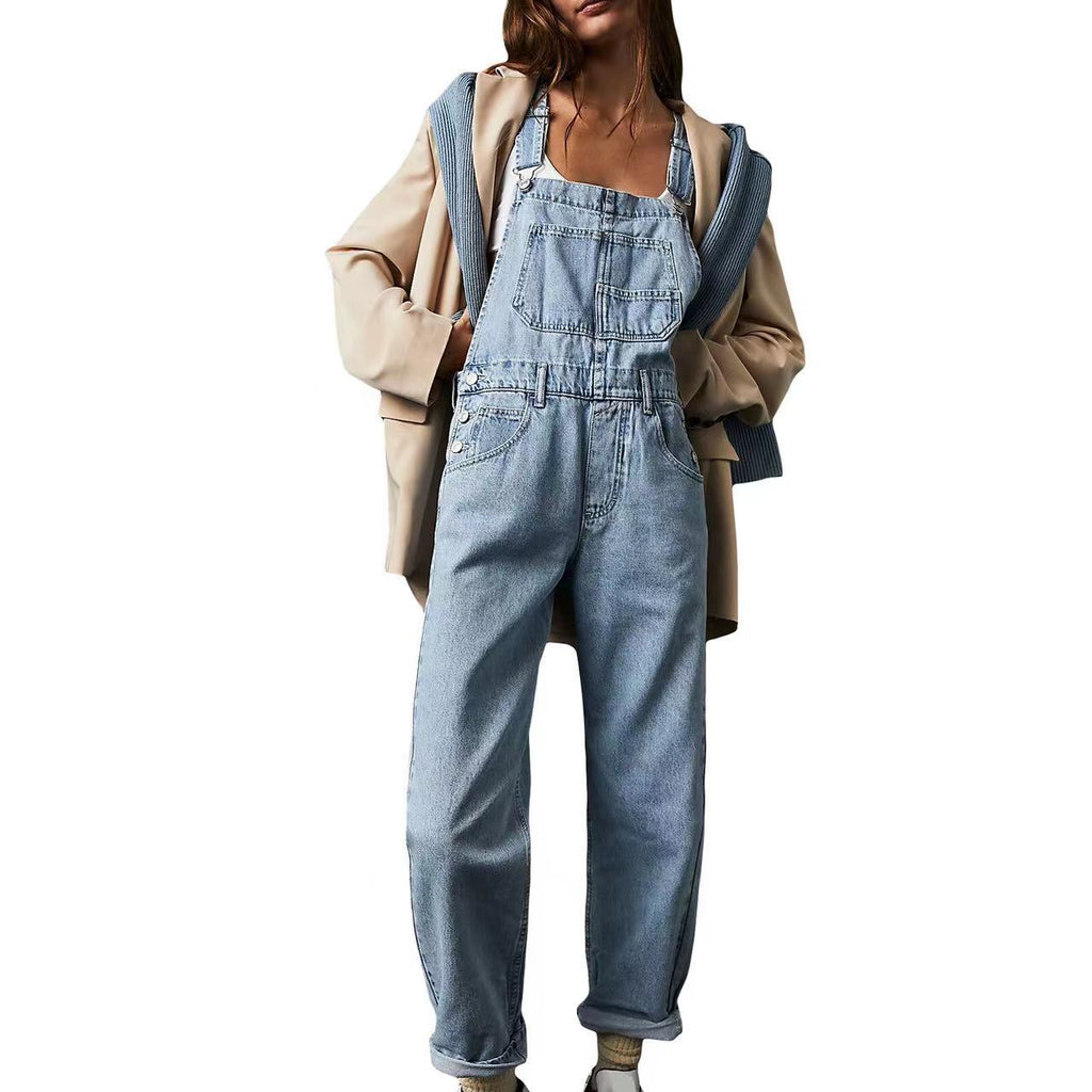 Women's Classic Denim Overalls Casual Street Style Dungarees - Image 2