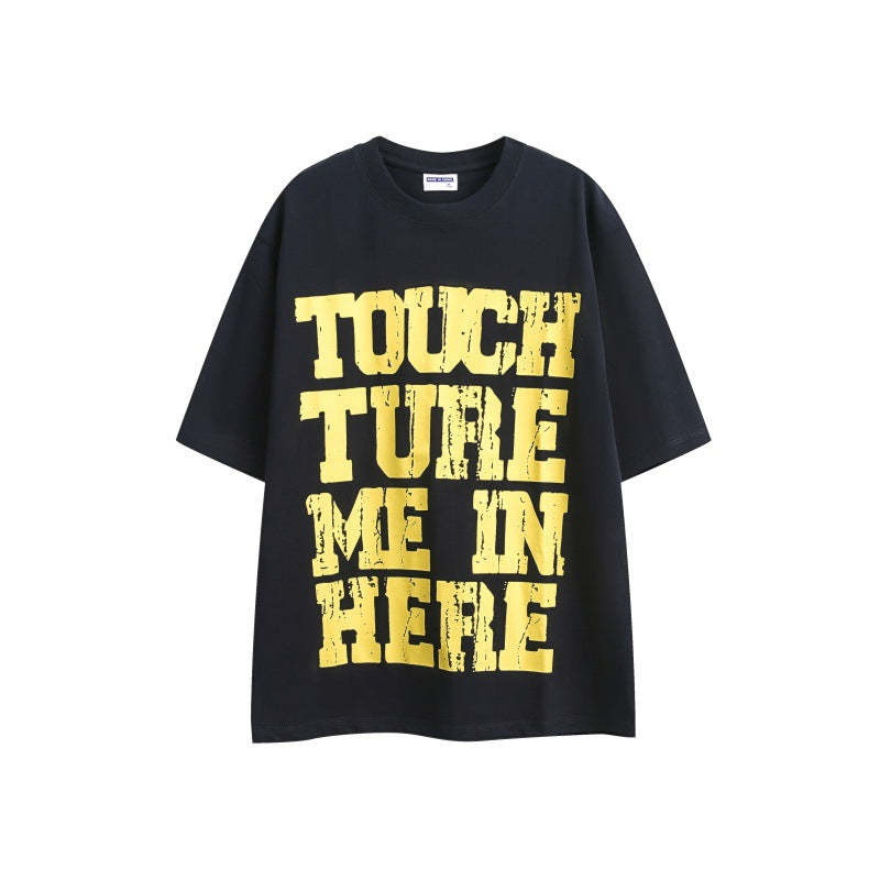 White Distressed Letter Graphic Loose Short Sleeve T-Shirt - Image 3