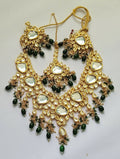 Hand made gold plated black Kundan stone necklace set with intricate detailing