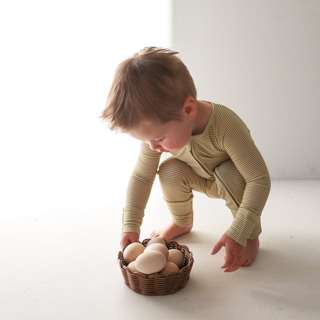 Willow Stripe Ribbed Bamboo Zip Pajamas