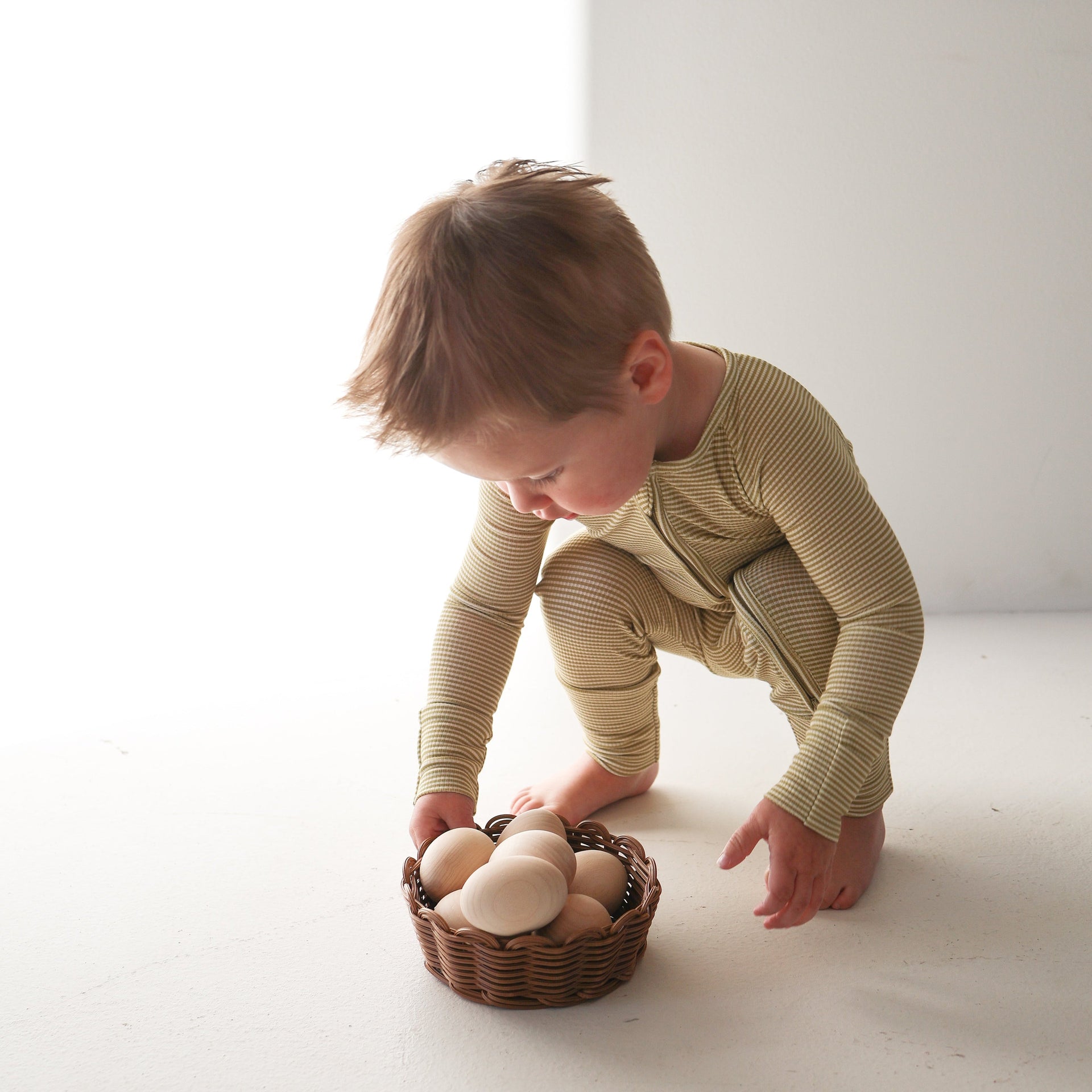 Willow Stripe Ribbed Bamboo Zip Pajamas