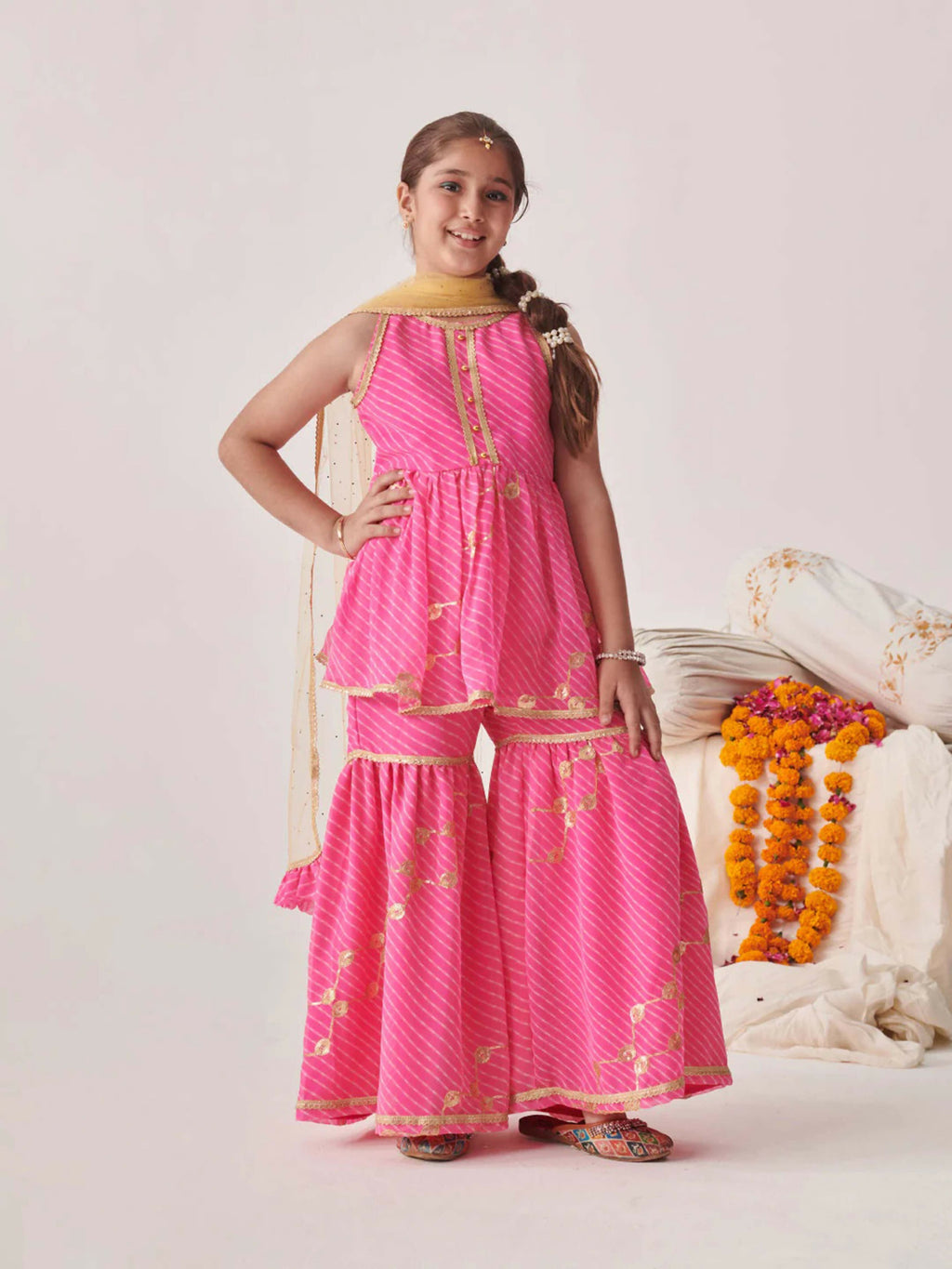 Elegant pink georgette sharara set for girls suitable for festive occasions