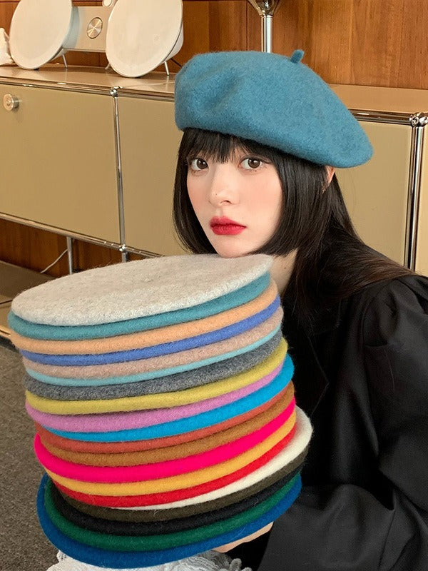 Vibrant Wool Blend Beret Retro Harajuku Style Painter Hat - Image 18