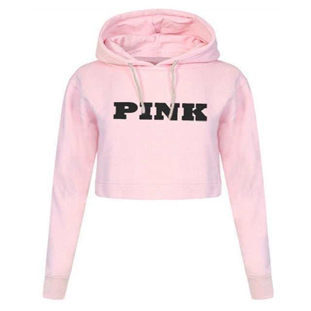 Pink Cropped Oversized Hoodie for Women Street Style - Image 8