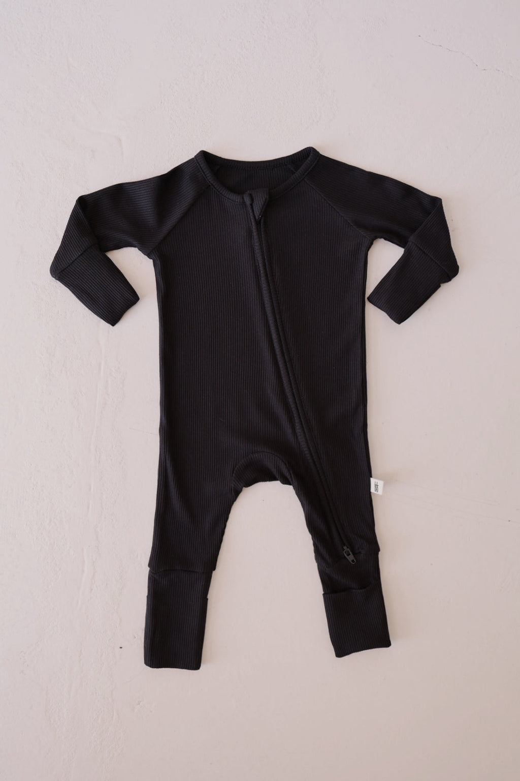 Bamboo Zip Pajamas | Ribbed Black