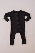 Bamboo Zip Pajamas | Ribbed Black