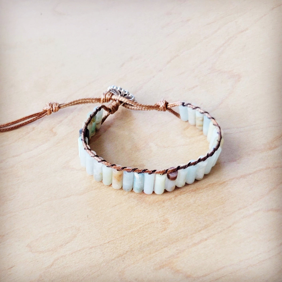 Woven Amazonite Beaded Bracelet - Adjustable