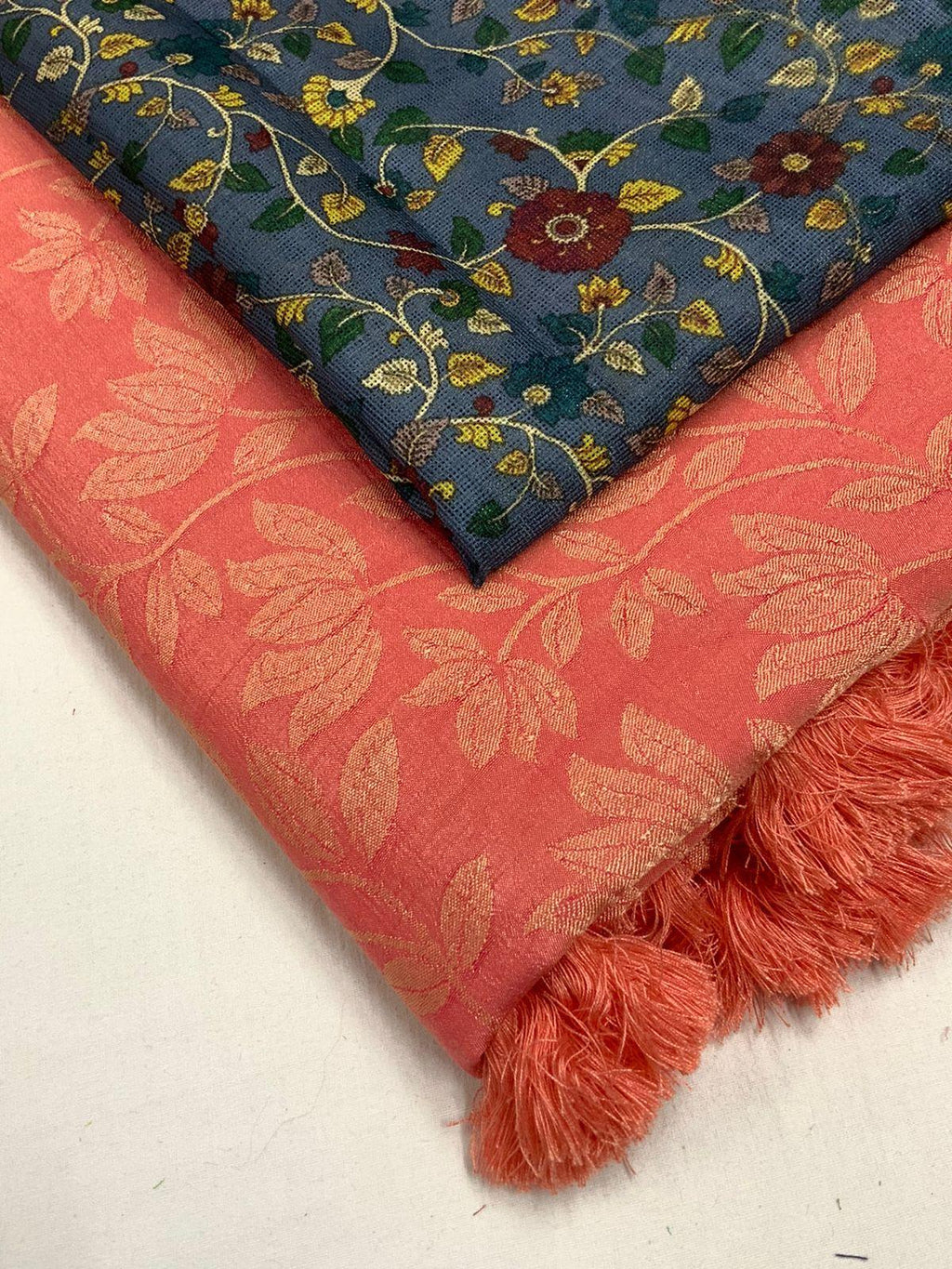 Pink Jute Silk Saree with Woven Jacquard and Kalamkari Blouse