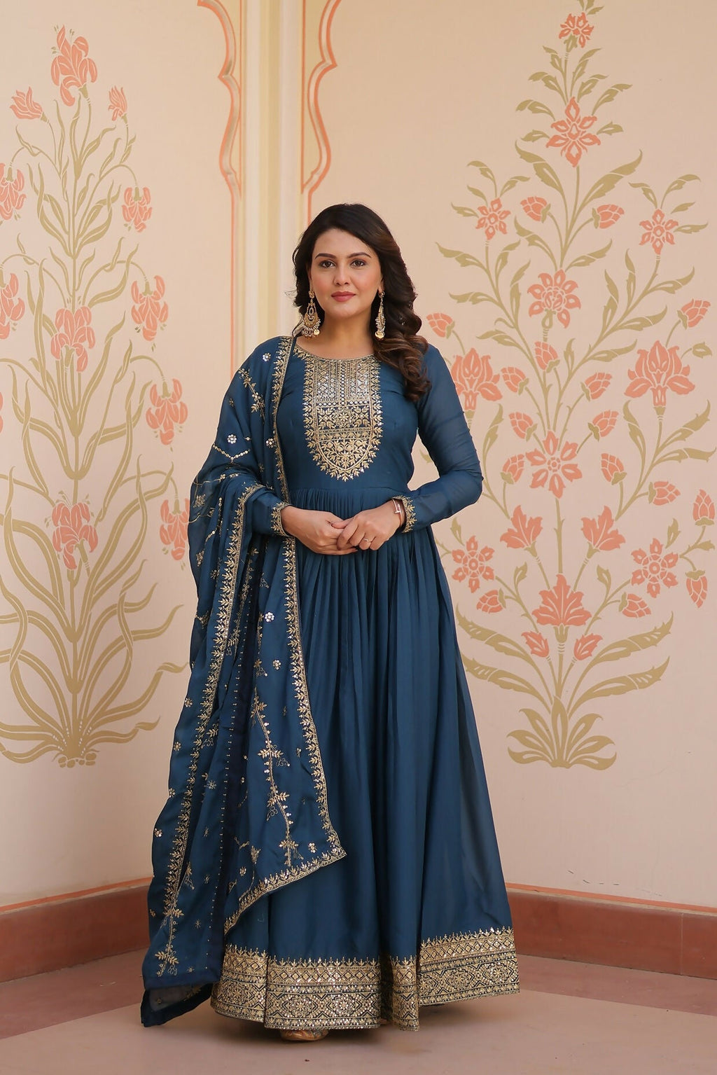 Joban Fashion Rama Georgette Sequence Embroidery Work Kurta Set