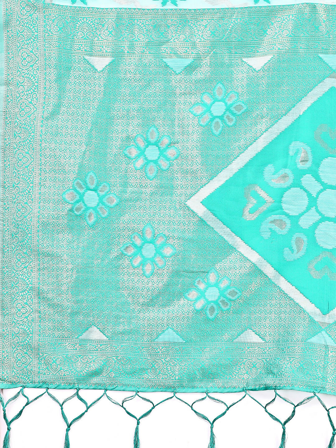 Sea Green Linen Cotton Saree with Matching Blouse Piece