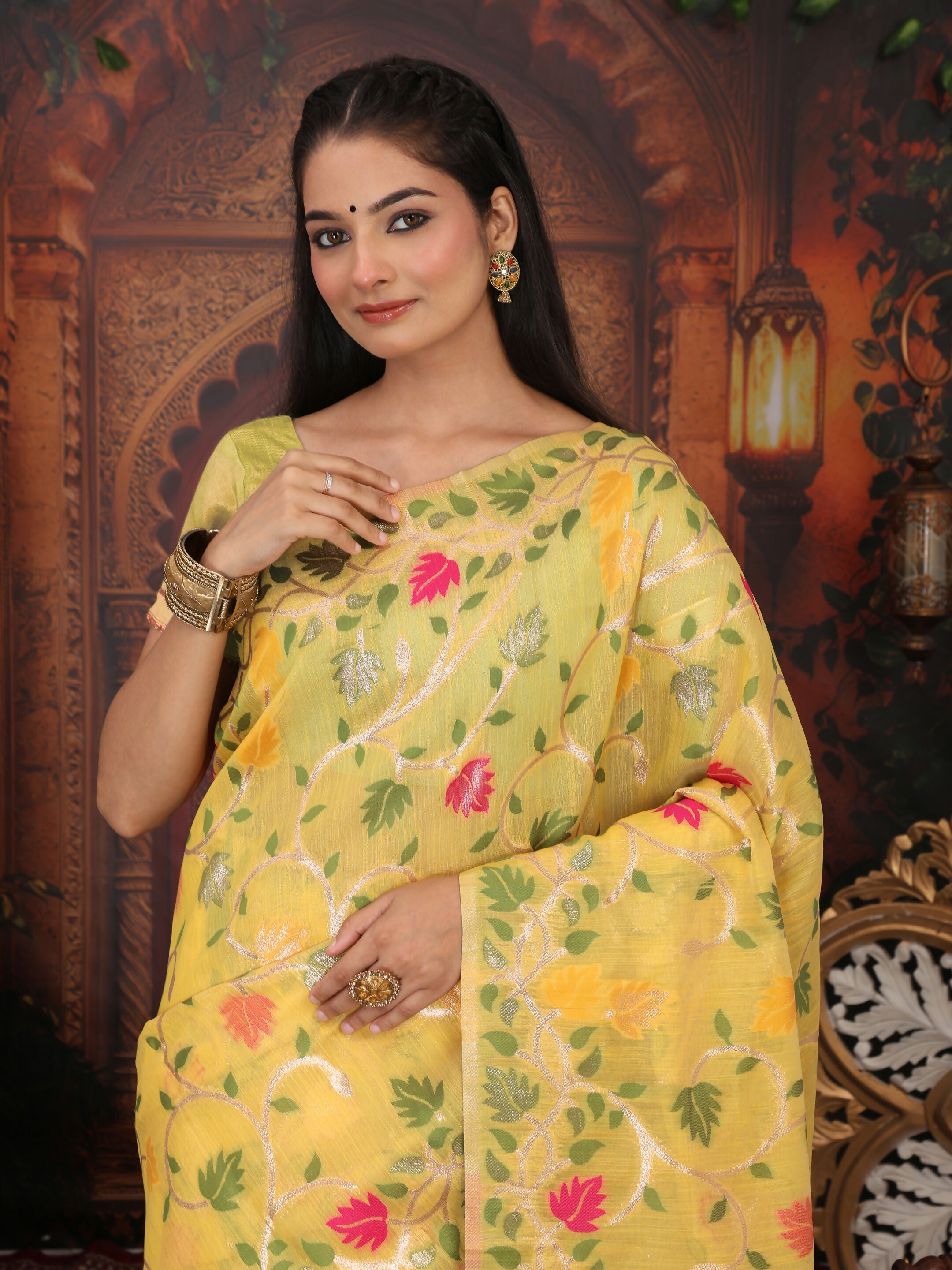 White Linen Cotton Saree with Matching Blouse Piece