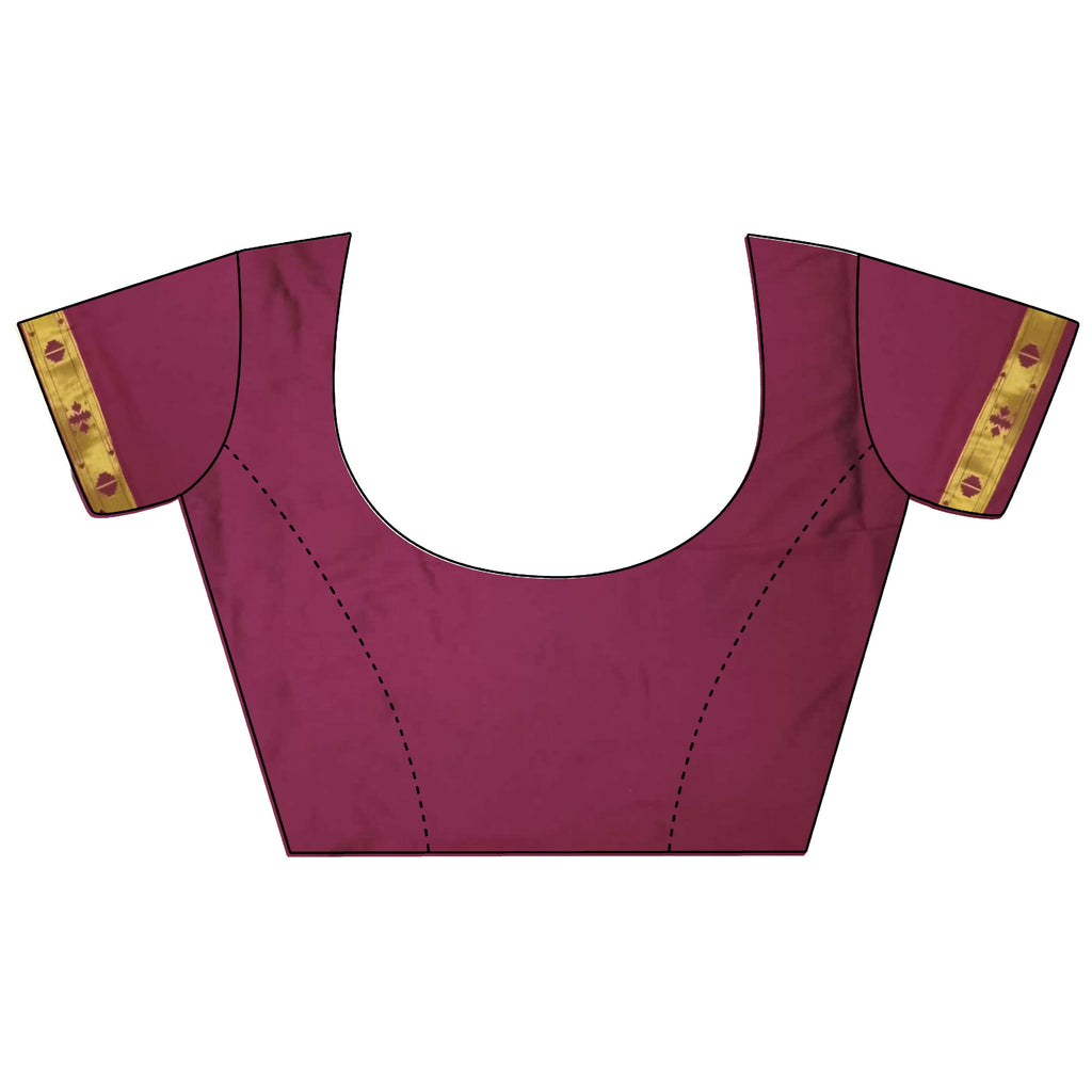 Wine Polka Dot Lichi Silk Paithani Saree with Matching Blouse