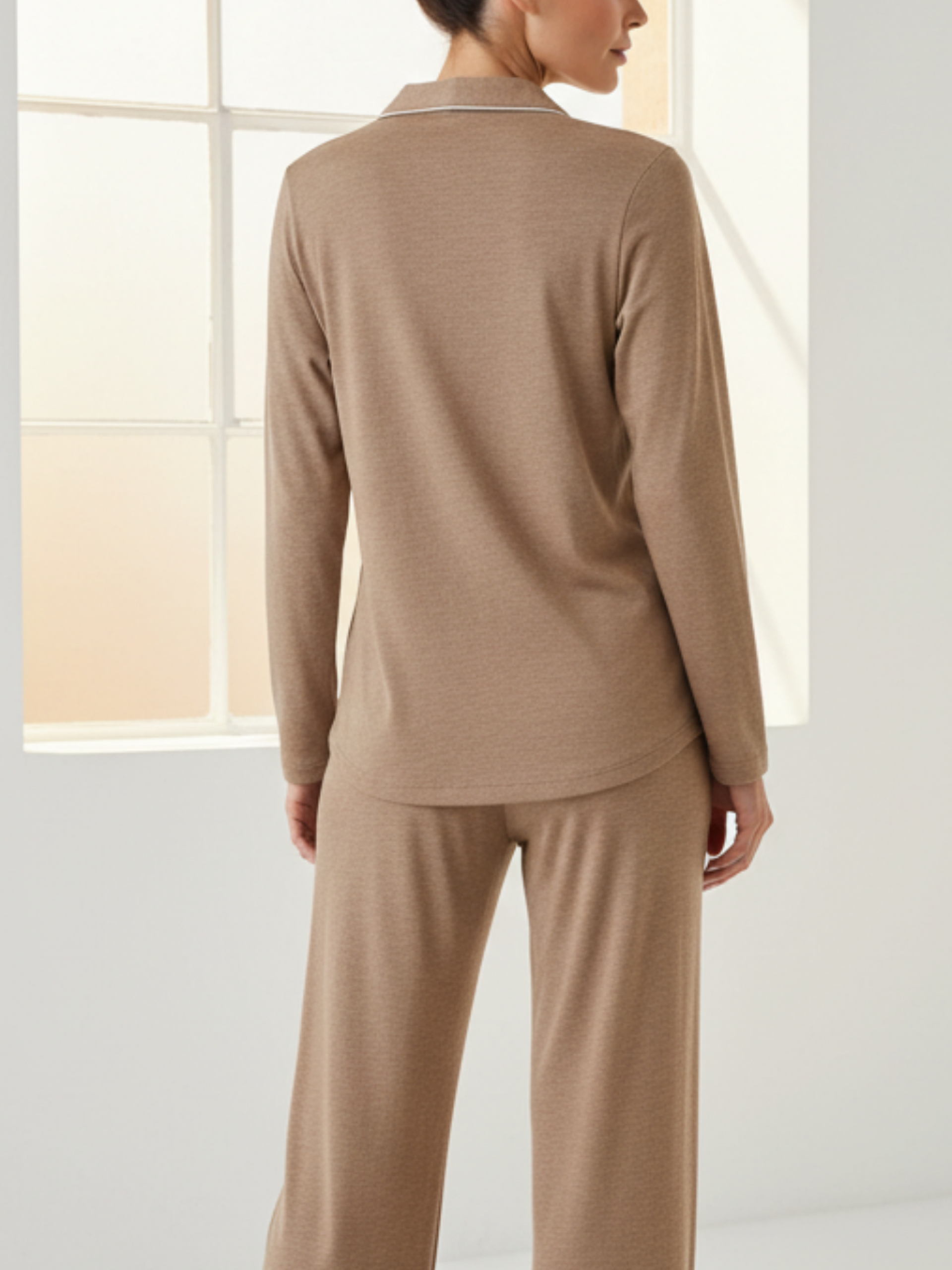 Donna Moisture-Wicking Long Sleeve Pajama Shirt in Light Blue - Image 7
