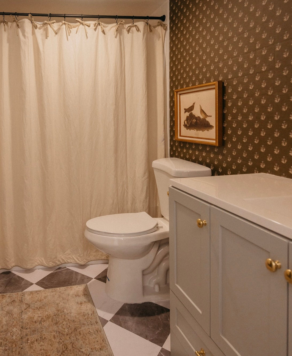 Mulberry Court Floral Removable Wallpaper in Beige and Brown