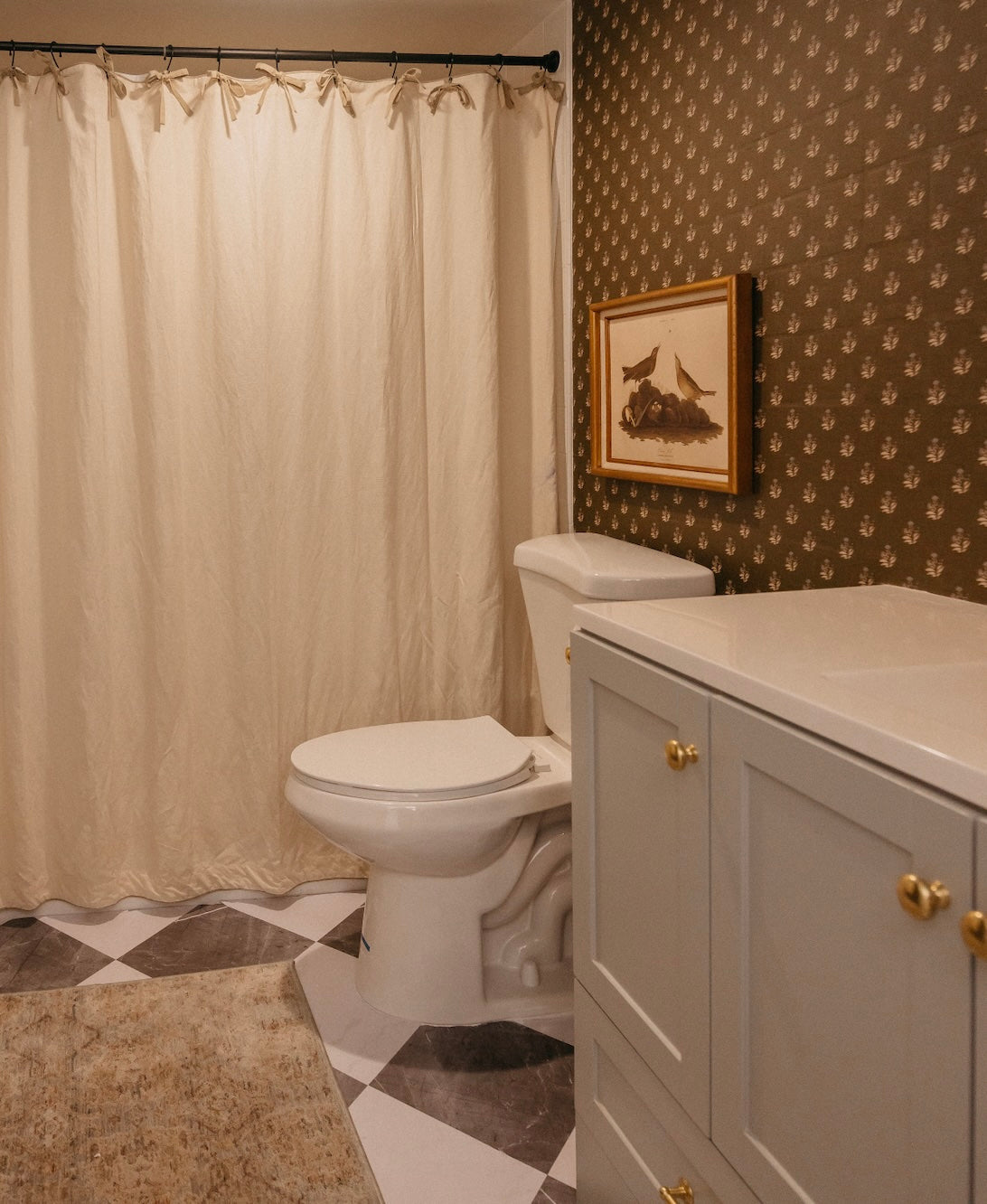Mulberry Court Floral Removable Wallpaper in Beige and Brown