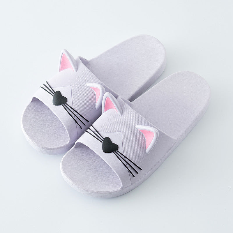 Women’s Kawaii Cat Platform Slide Sandals – Soft Sole Beach Slippers