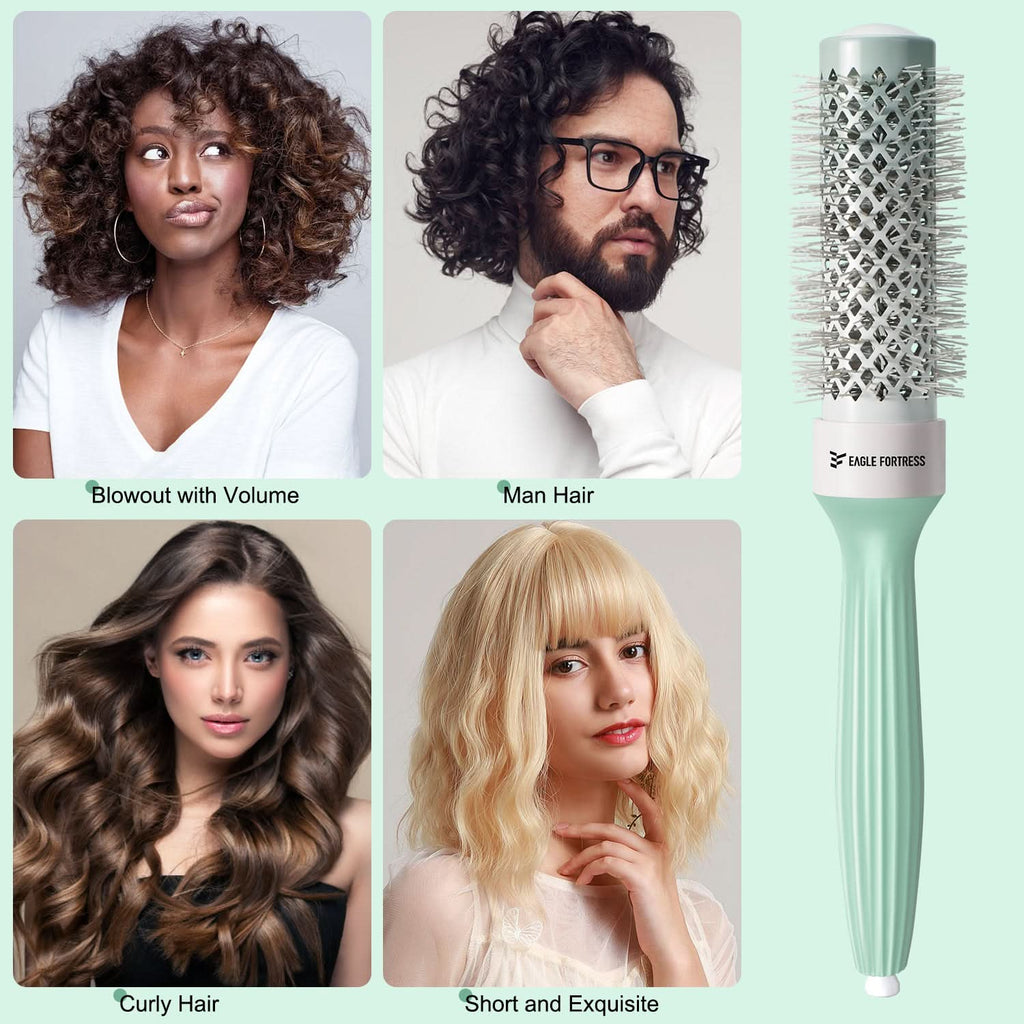 Professional 1.26in Round Hair Brush in Mint Green and White