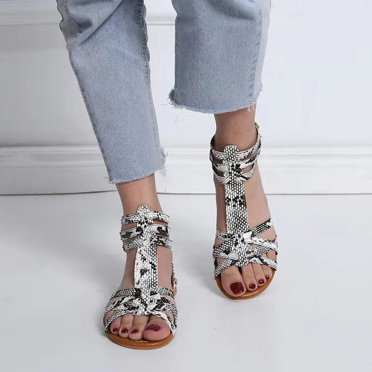 Women's Retro Leather Flat Sandals with Arch Support