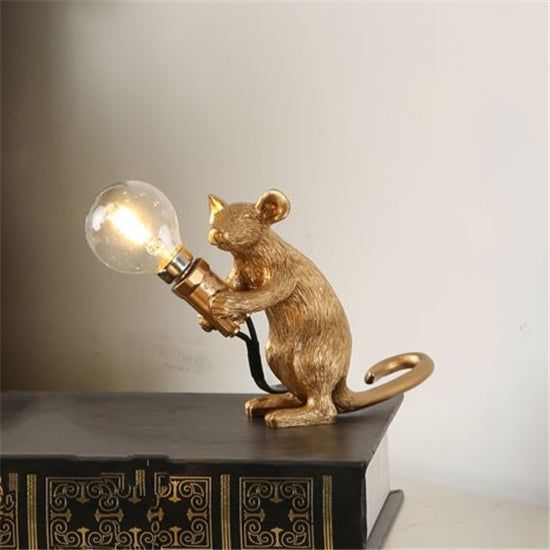 Whimsical Resin Mouse Table Lamp – Unique Decorative LED