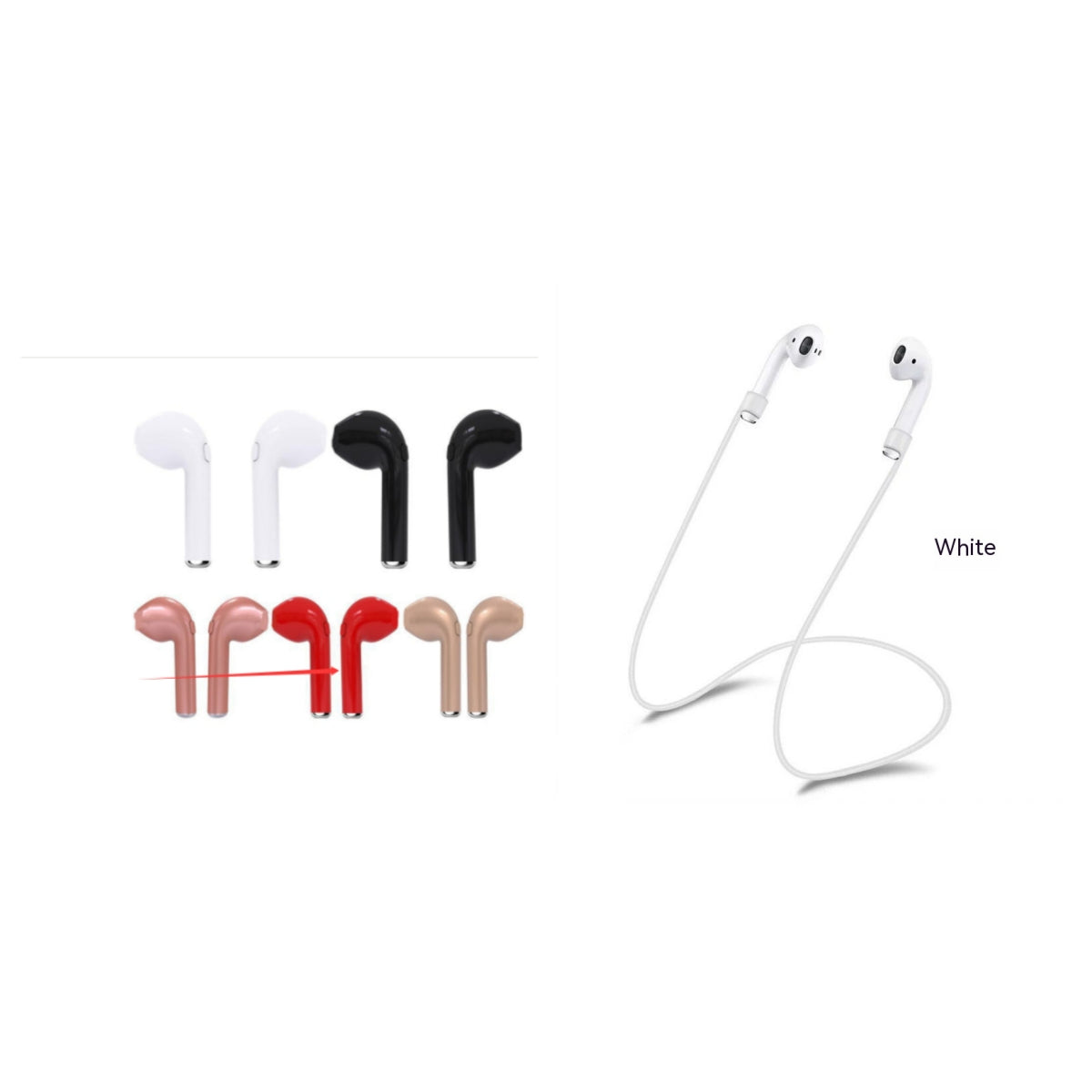 Wireless Bluetooth Earbuds with Charging Case - White, Red, Black