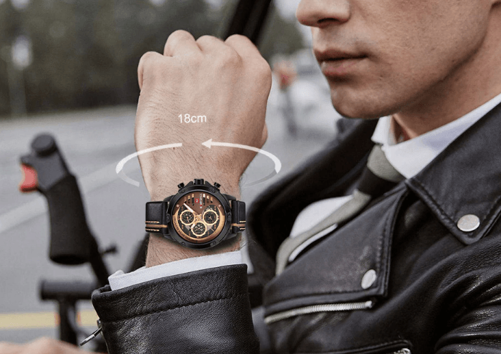 Men's Waterproof Sports Watch with Leather Band & Chronometers