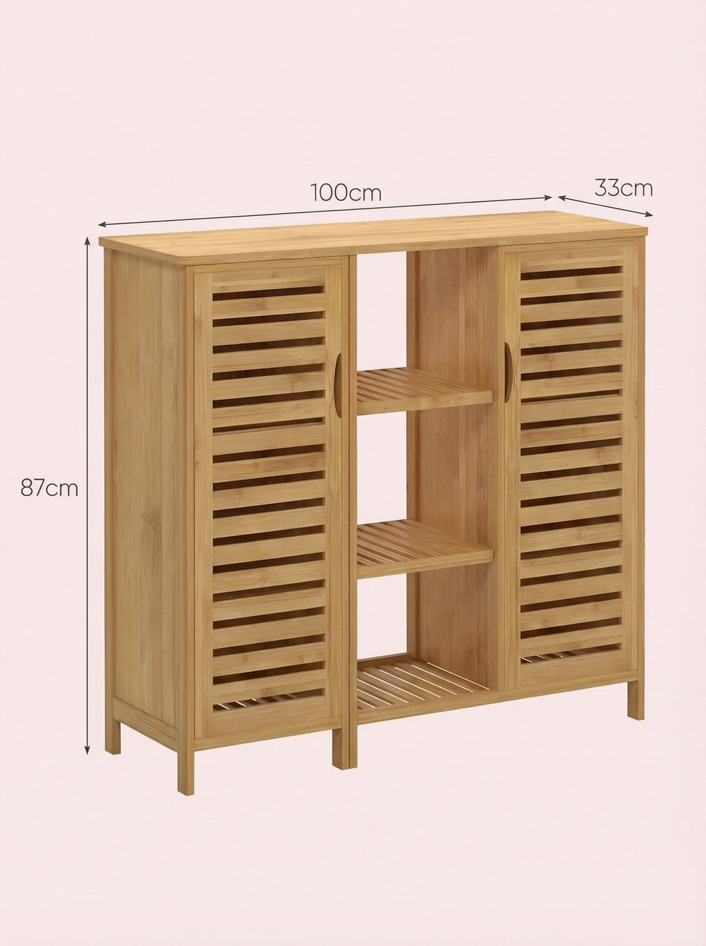 4-Tier Bamboo Floor Cabinet with Doors for Minimalist Storage