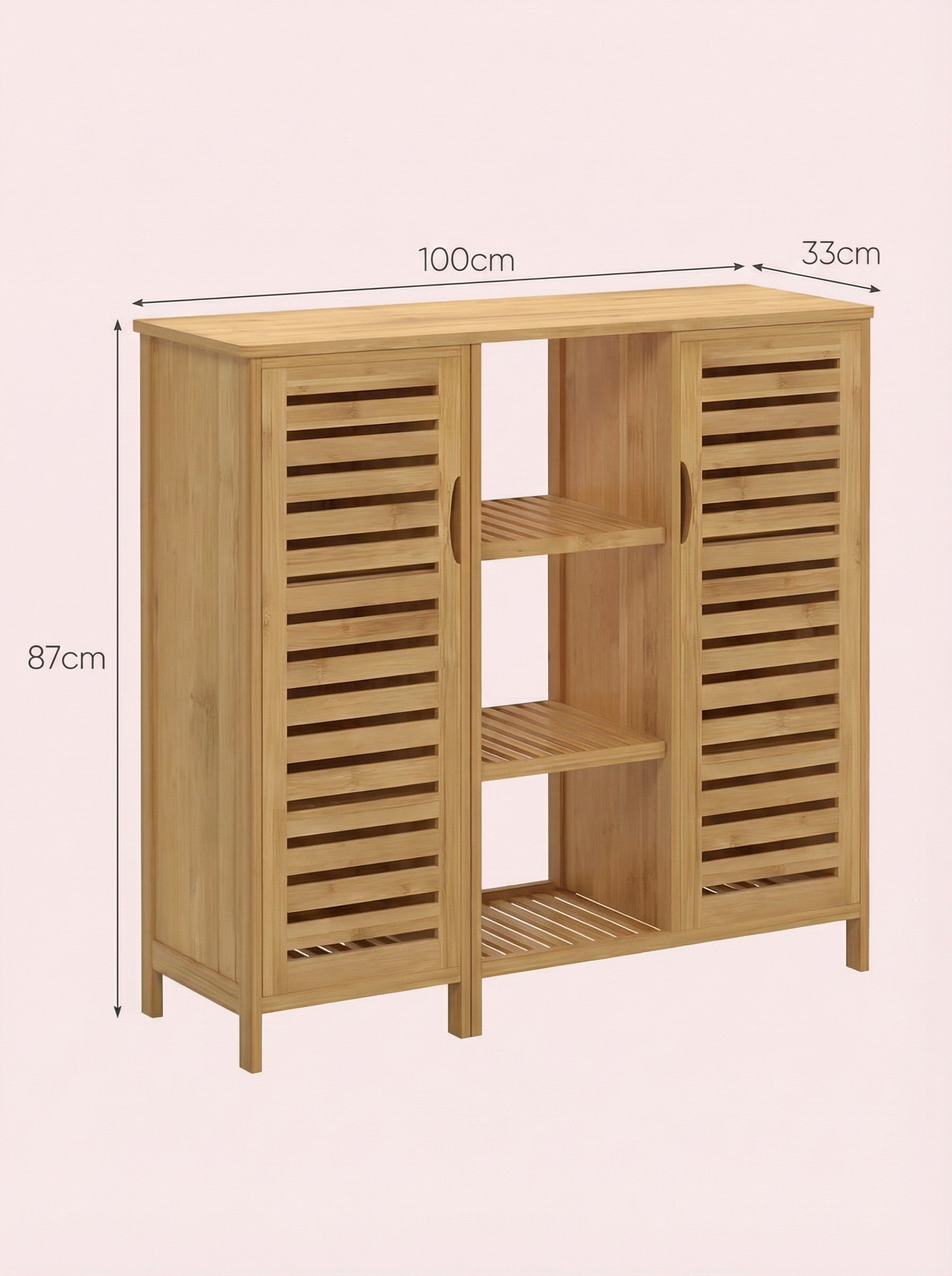 4-Tier Bamboo Floor Cabinet with Doors for Minimalist Storage