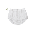 Classic kids woven bloomers in white and mist-grey vertical stripe pattern