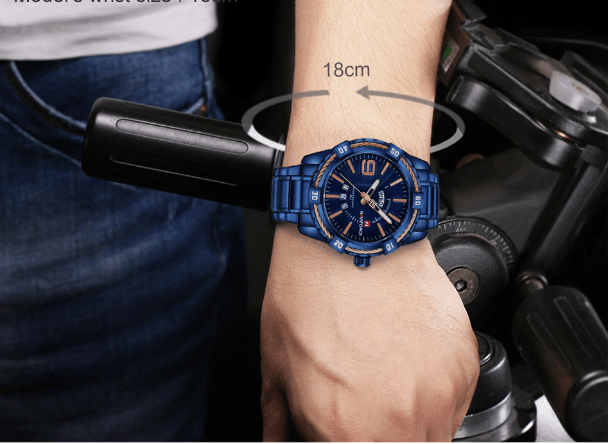 Men's Waterproof Chronograph Watch with Date Display - Modern Metal