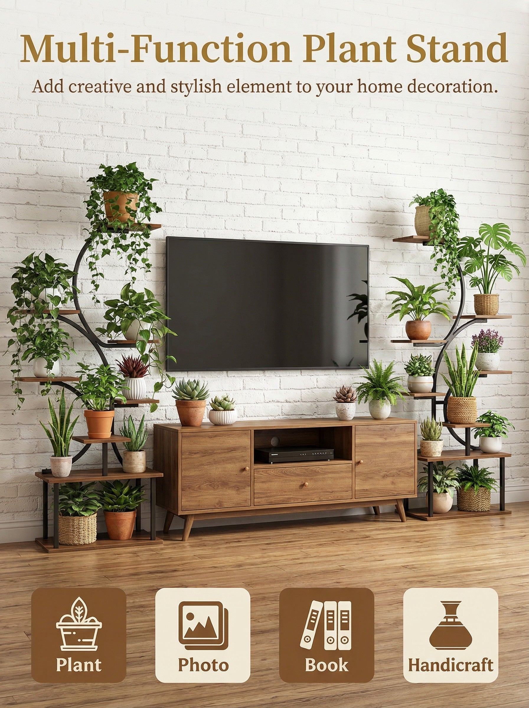 8-Tier Metal Corner Plant Stand - Modern Industrial Plant Shelf