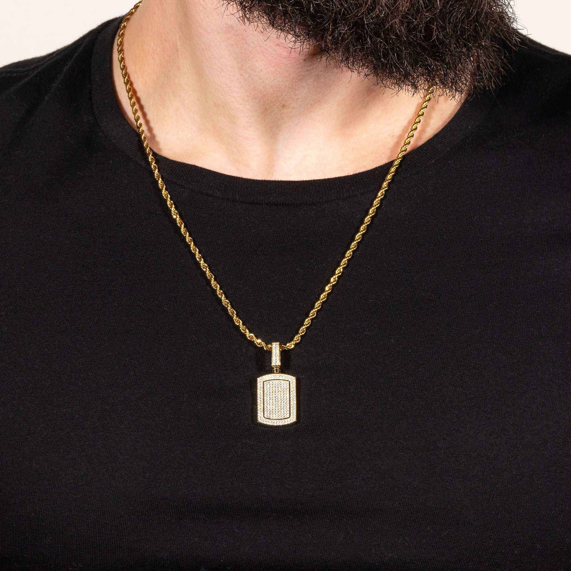 Dog Tag Pendant Hip Hop 925 Sterling Silver