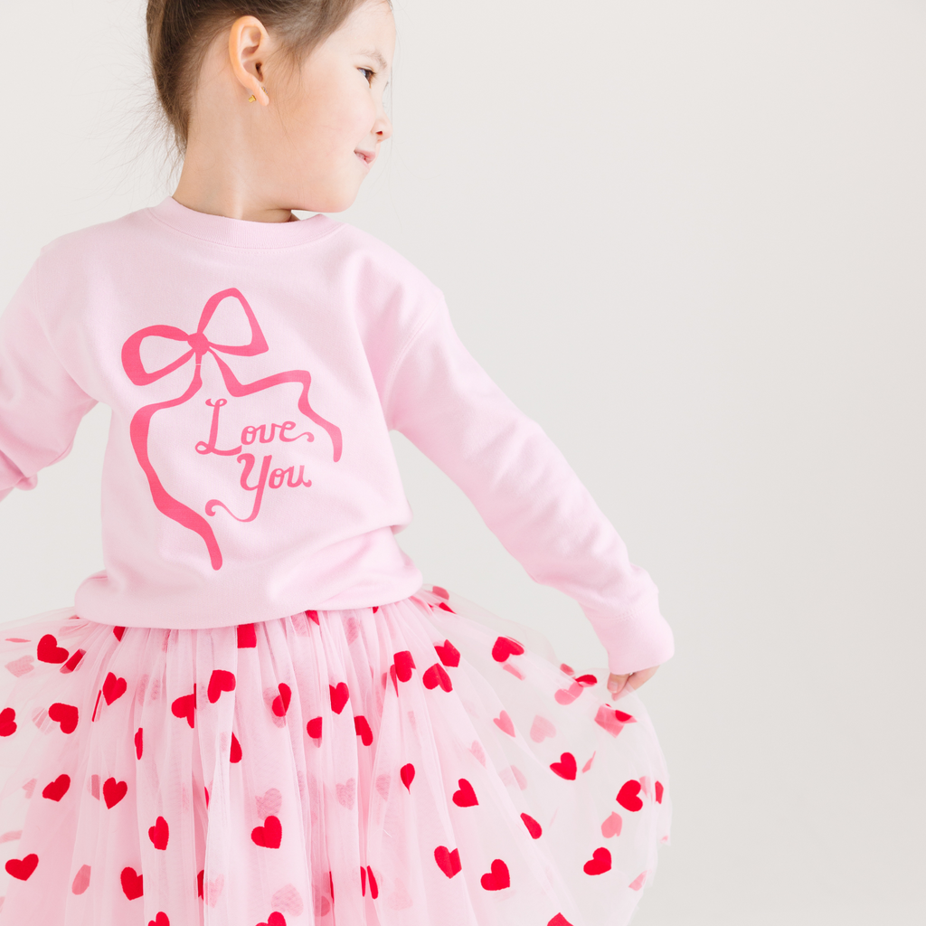 Love You Pink Coquette Bow Sweater