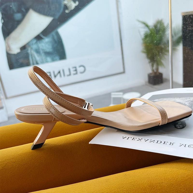 Square Open Toe Mid Heel Slide Sandals for Women Chic Slip-On Pumps - additional view 42