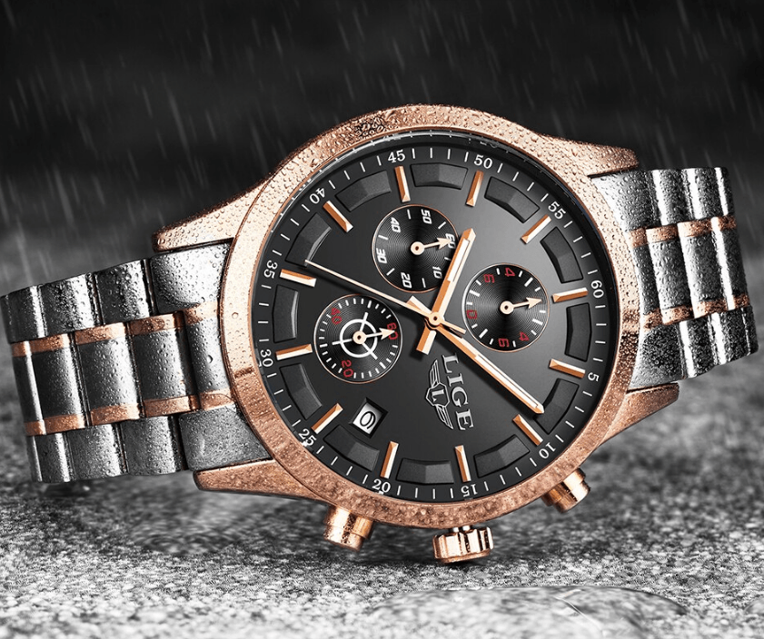 Men's Waterproof Chronograph Watch with Date Display & Luxury Dial