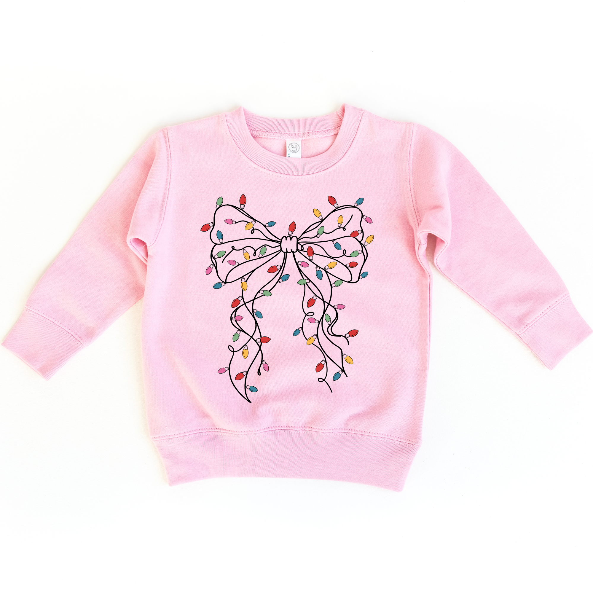 Coquette Bow Christmas Lights Sweater